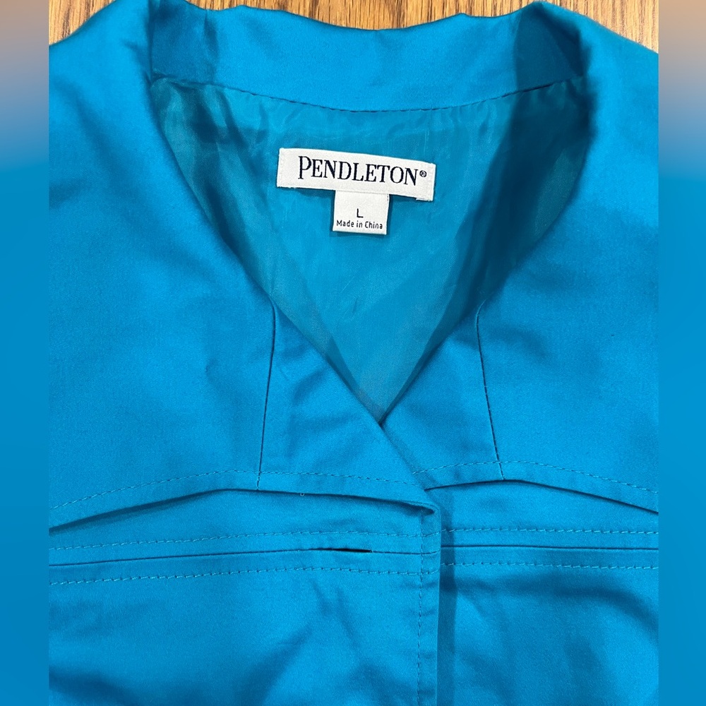 Pendleton Blue Button Front Collared Jacket Women… - image 2